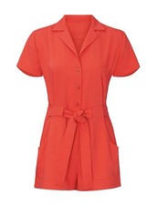 Amanda Uprichard Summer Tropical Micki Romper in red crepe fabric Size Medium