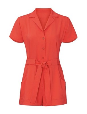 Amanda Uprichard Summer Tropical Micki Romper in red crepe fabric Size Medium