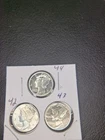 Mercury Dimes 1942 P, 1943 P, 1944 P SILVER 90%