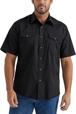 Wrangler Black Sport Western Men's Collared Short Sleeve Snap Shirt