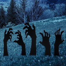 Black Halloween Yard Signs 5 Pack Silhouette Scary Decorations with Stakes