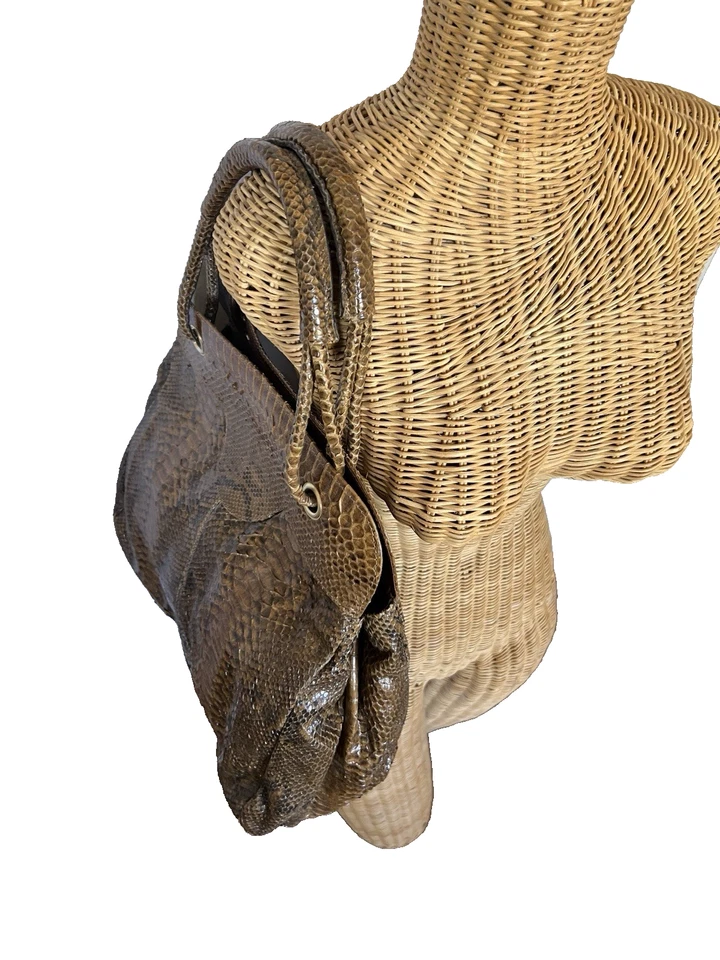 Bolso Cartera Piel Serpiente Pitón Auténtico De Colección Milán Italia Artesanal Artesanal Foto 2 de 4