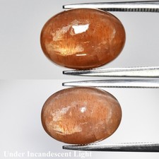 Pierre de soleil maron orangé oeil de chat en ovale cabochon de 7,05Cts