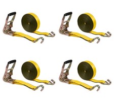 4pk 2x40 Yellow Ratchet Strap W J Hooks 3333 Lbs Wll Tie Down Cargo Strap