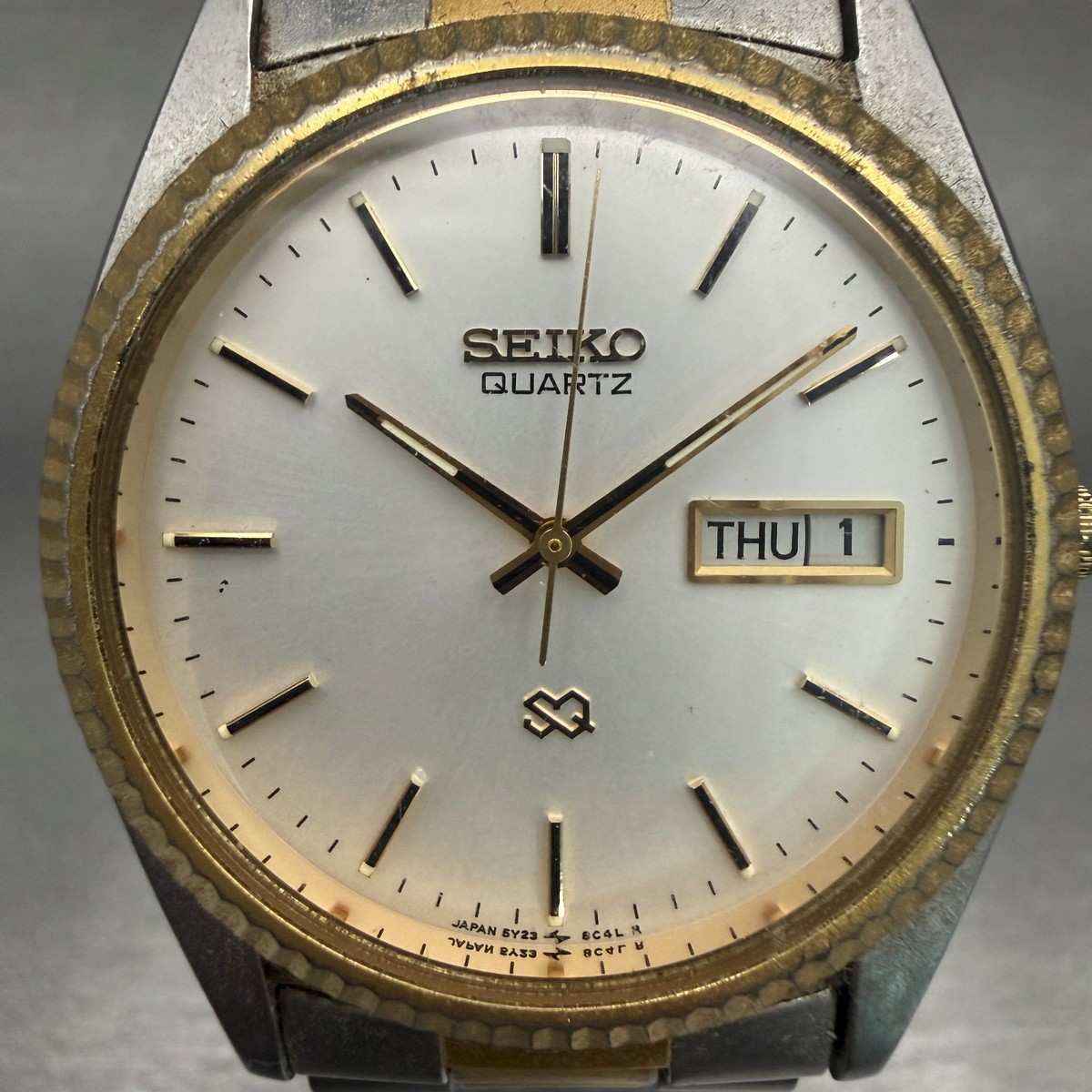 Seiko President Watch Men 35mm Silver Dial Two Tone Daydate 5Y23
