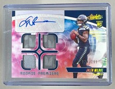 Jalen Milroe 2025 Panini Absolute Rookie Premiere Quad Patch Auto RC /299