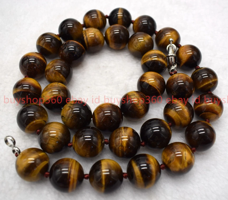 Natural Huge 16/18/20mm Yellow Tiger's Eye Gemstone Round Beads Necklace 16-28in - Image 4 of 4
