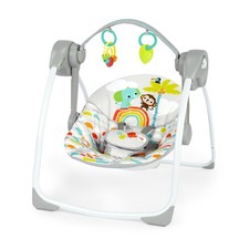 Bright Starts Baby Swing, Rainforest Vibes, Portable Foldable Design, 6 Speeds