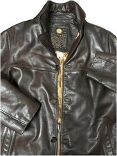 Andrew Marc New York Giacca Cappotto Pelle Marrone Media Lunghezza Uomo L Fodera Trapuntata