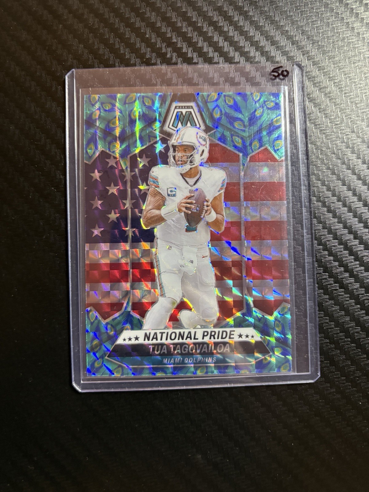 2024 Panini Mosaic Tua Tagovailoa Peacock Prizm SSP #251 National Pride #251