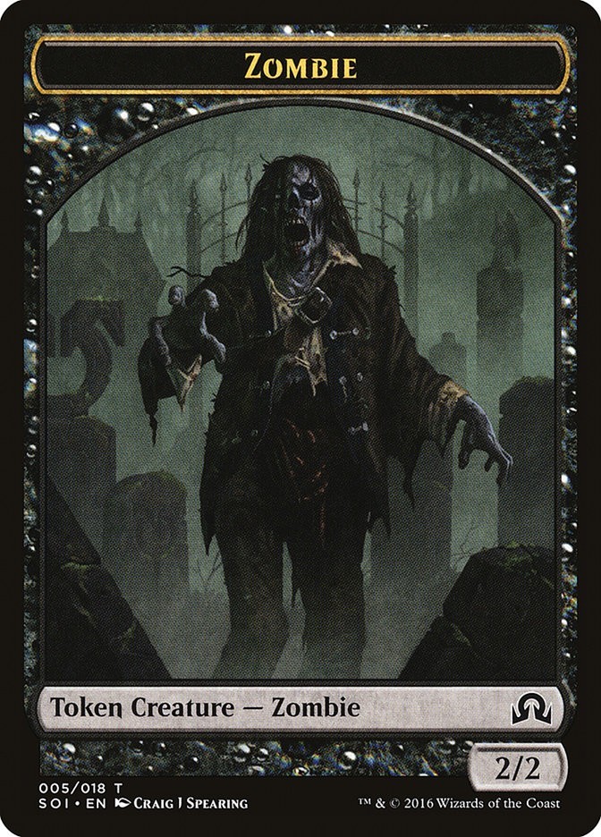 ZOMBIE  2/2 TOKEN MTG - SOI SHADOWS OVER INNISTRAD  005/018 LP - CHEAP