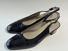 Salvartore Ferragamo Black Patent Leather Slingback Heels Women size 10 B VTG