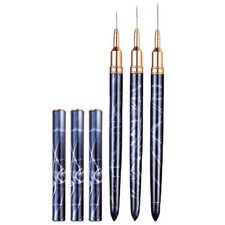 3 Pcs Portable Nail Art Liner Brushes Metal Pen Set for Salon Nail Art