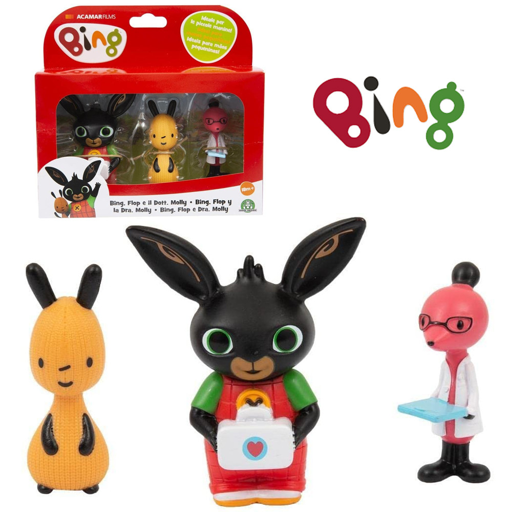 BING SET 3 PERSONAGGI CONIGLIETTO NERO FLOP E DOTT MOLLY GIOCHI PREZIOSI