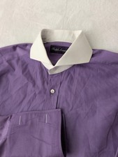 Ralph Lauren Purple Label Dress Shirt Mens 15.5 Purple French Cuff Made In Italy