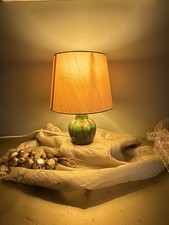 Vintage Mid Century green Ceramic Studio Pottery Lamp 70s 60s Lampshade