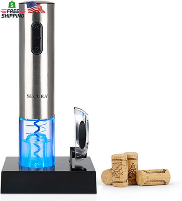 Electric Wine Opener Automatic Corkscrew with Foil Cutter Rechargeable Stainless