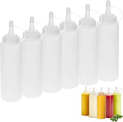 6er Pack 240 ml Squeeze-Flaschen aus BPA-freiem Kunststoff - für Saucen und Öle