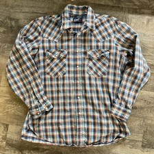 VTG 80's Levi  s Western Pearl Snap Long Sleeve Plaid Button Up Shirt Mens XL USA