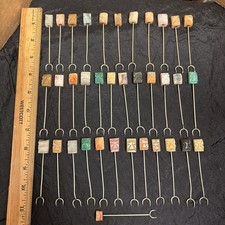 Lot 36 Vintage Hand Carved Stone Tiki Head Appetizer Pic Cocktail Forks Freeship
