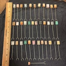 Lot 36 Vintage Hand Carved Stone Tiki Head Appetizer Pic Cocktail Forks Freeship