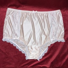 NIP 2X 3X Can-Can Granny Panty Silky Nylon Satin Lace Brief Sissy Vintage styl