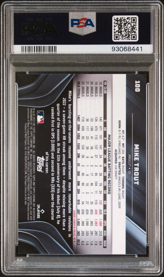 2023 Topps Chrome Black Mike Trout Gold Diamond Refractor PSA 9 50/50 Bookend - Image 2 of 3