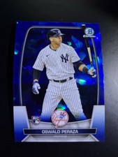 2023 Bowman Chrome Sapphire Baseball Oswald Peraza RC New Yankees #44 b