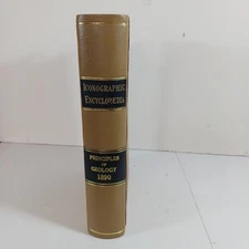 Antq Iconographic Encyclopaedia Encyclopedia Principles of Geology 1890 Leather