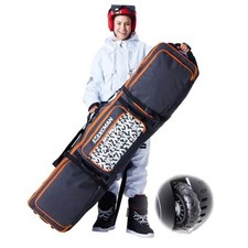 Padded Snowboard Bag with Wheels, Extendable Roller Ski Bag for Air Orange