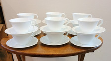 Set of 12 Corelle Winter Frost White Hooked Handle Cups and Saucers VGC