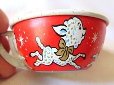 Vintage LEAPING LAMBS Lithograph Metal Toy Cup OHIO ART