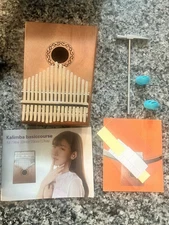 Kalimba Thumb Piano 17 Keys with Study Instruction and Tune Hammer Portable Mbir