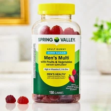 Spring Valley Zero Sugar Men's Multi Gummy, 150 Count, Daily Nutrient Support
