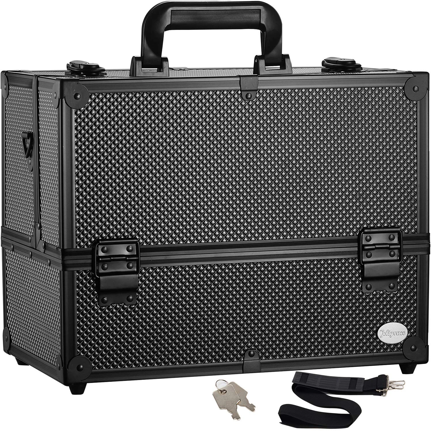 Makeup Train Case Professional Adjustable - 6 Trays Cosmetic Cases Makeup Sto...