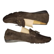 Vaneli Moccasin Loafers Womens US Size 9M Brown Suede Comfort Lace Trim Slip On