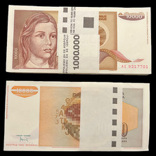 Original Bundle of 100 Yugoslavia 10000 Dinara 1992 UNC Banknote Currency