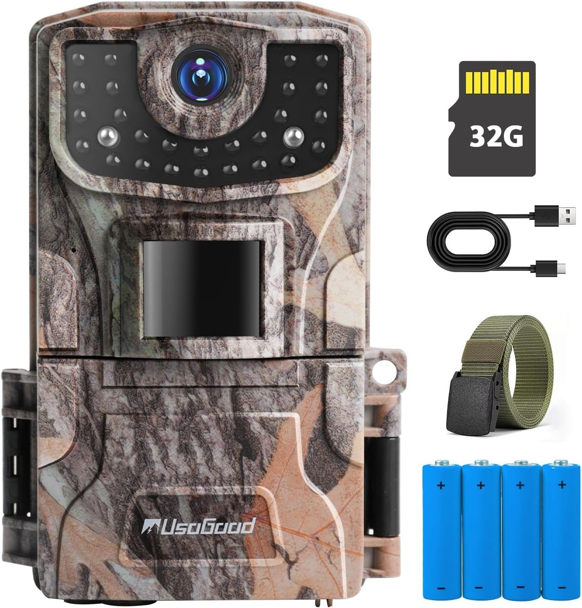 usogood Trail Camera 36MP 2K, Game with Night Vision,32GB Brown
