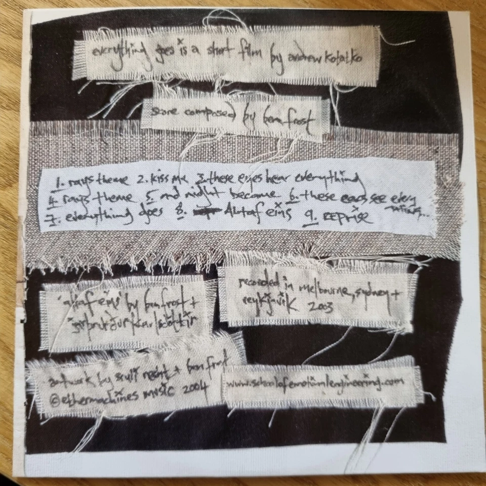 Banda sonora original Ben Frost Everything Goes CDR EP 2004 etiquetada a mano rara Foto 2 de 3