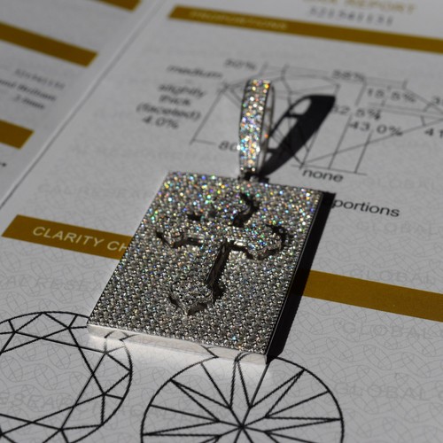 2-in-1 Real Moissanite Men's Cross Pendant 14K White Gold Plated Solid 925Silver - Picture 2 of 17