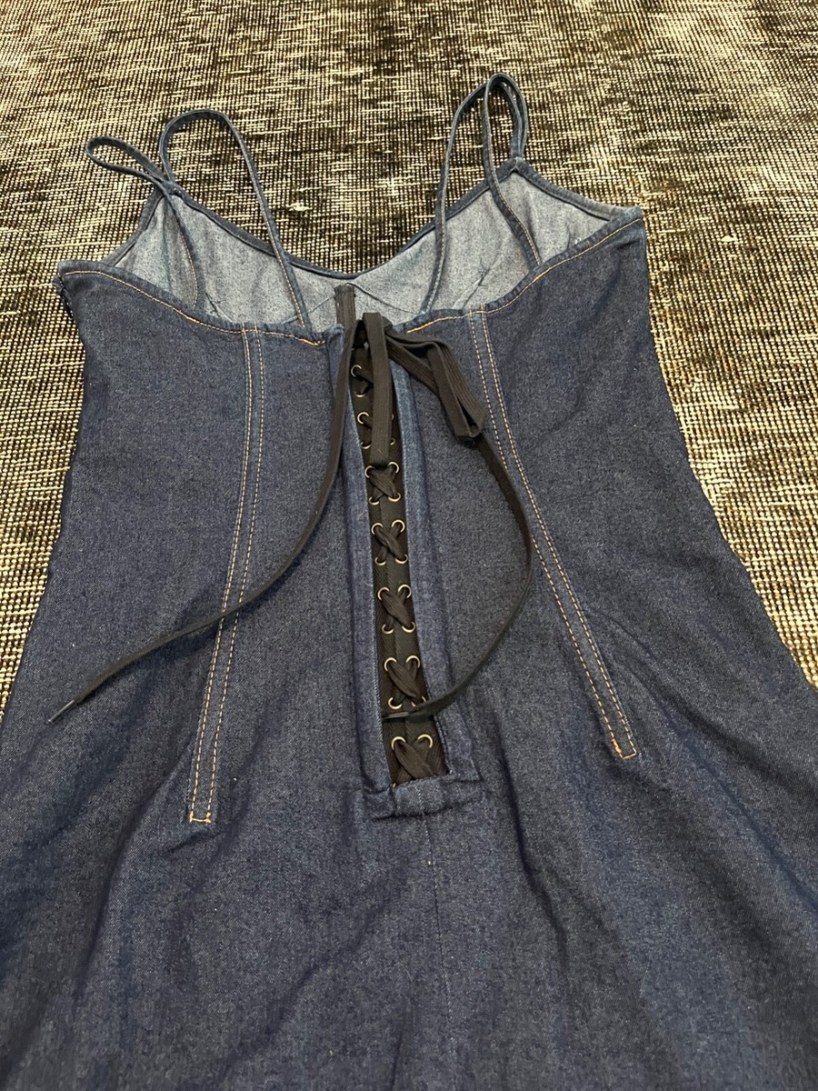 dolce and gabbana lace up denim dress Vintage 90s D&G Boned Denim Dress With Laced Back Dolce Dress Back Lacing Boned Corset Dress 90s Dolce Gabbana
