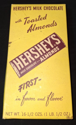 Rare Early Hershey Hershey's Milk Chocolate Almond Cardboard Box 5 Cent Bars