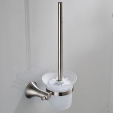 Bathroom Brushed Nickel Toilet Brush Holder Hanger Wall Mounted Accessories Sets
