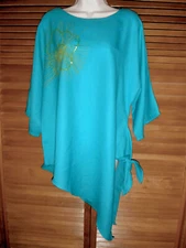 ANTTHONY HANKINS BLUE ASYMMETRICAL HEM BLOUSE TOP, BUST ABOUT 43", SZ S, NWOT