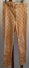 Urban Outfitters Ingrid Pants Orange Pink Plaid High Waisted Skinny Pants Size 6