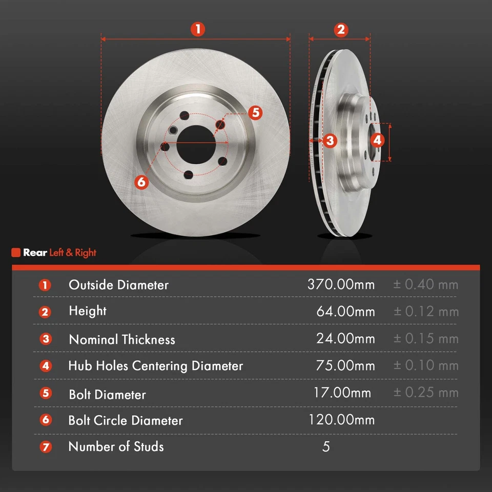 2 задних боковых дисковых тормоза для BMW 550i GT 2010-2015 Alpina B7 750Li 760Li - Изображение 4 из 4