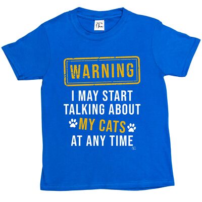 1 T-Shirt Kinder Jungen Warnung: Ich kann anfangen, über meine Katze zu sprechen T-Shirt