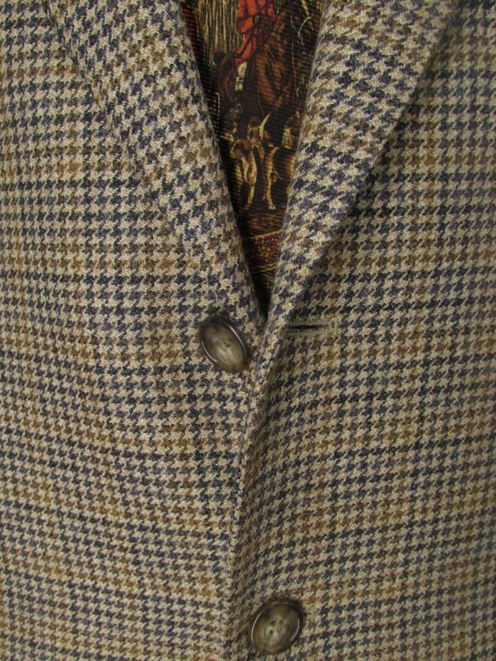 Elegant Italy NICK HILTON houndstooth pure wool sport coat size 44 L Mint! S42 - Image 4 of 4