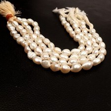 Natural White Pearl Gemstone Beads 8 Inch Strand 6x9 MM Smooth Nugget Beads