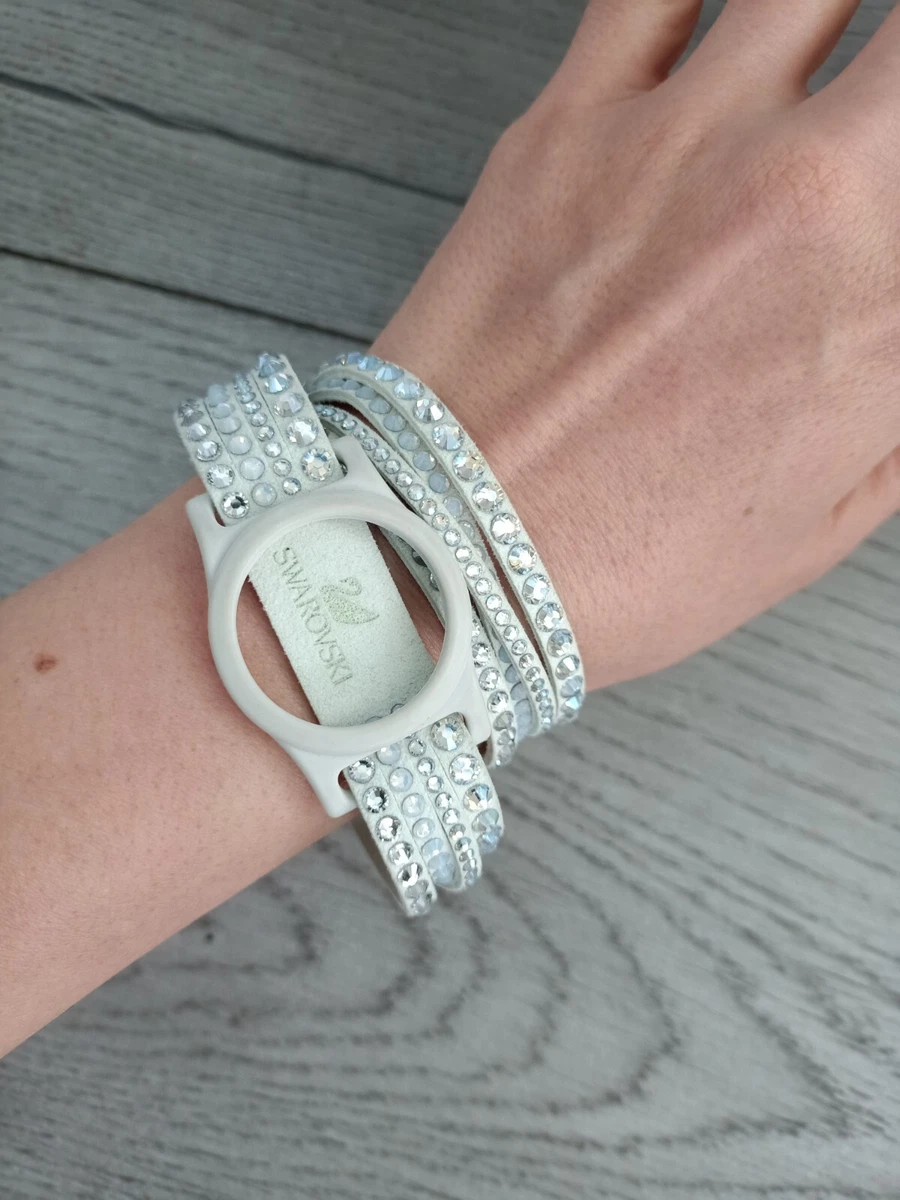 SWAROVSKI Light gray suede slake deluxe crystal wrap bracelet eBay